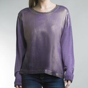 NWT Tempo Paris Violet Gold Painted Long Sleeve Tee